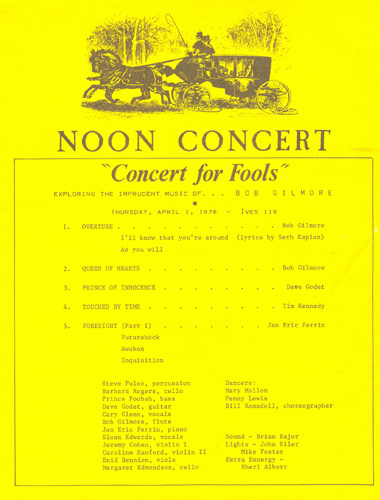Concert for Fools - April 1 - 1976 - SSU - program